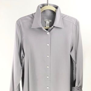 ORVIS Women’s 100% Silk Shirt Gray L/S Medium NEW